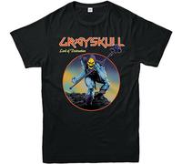 Men's Grayskull Lord of Destruction T-Shirt Skeletor Rocks 80s Cartoons Adult Top S Black L