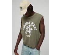 Mens Green Oversized Boxy Western Washed Graphic vest, Green L