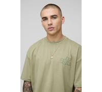 Mens Green Oversized LTD EDTN Puff Print Heavyweight T-Shirt, Green L
