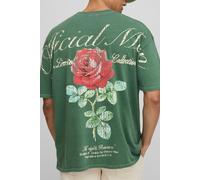 Mens Green Oversized Official Man Over the Seam Rose Washed T-Shirt, Green XS