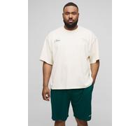 Mens Green Plus Oversized Boxy Puff Printed T-Shirt & Shorts Set, Green 3XL