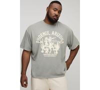 Mens Green Plus Oversized Phoenix Arizona Western Print T-Shirt, Green 2XL