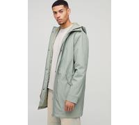 Mens Green Regular Fit Longline Shower Resistant Mac Jacket, Green S