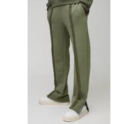 Mens Green Regular Fit Split Hem Raw Edge Jogger, Green M