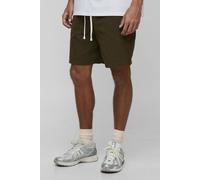 Mens Green Tall Elasticated Waist Baggy Fit Split Hem Shorts, Green XL