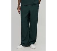 Mens Green Tall Pleated Wide Leg Trousers, Green M