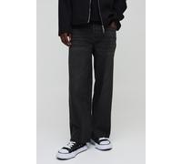 Mens Grey Baggy Rigid Washed Jeans, Grey 34R