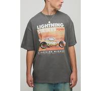 Mens Grey Charcoal Oversized Disney Pixar Cars License Printed T-Shirt, Grey M