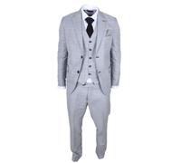 Men's Grey Check 3 Piece Tailored Fit Heritage Style Formal Suit - Grey 36