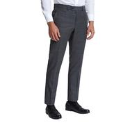 Men's Grey Check Wool Blend Dress Trousers, Flat Front with Belt Loops, Performance Fit (UK, Waist, 40, Regular, Regular)