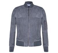 Mens Grey Goat Suede Bomber Jacket Real Genuine Leather MA-1 Varsity Retro M