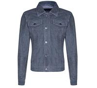 Men's Grey Goat Suede Jeans Jacket Trucker Casual Denim Leather Shirt 5XL