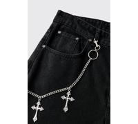 Mens Grey Multi Large Cross Jean Chain, Grey ONE SIZE