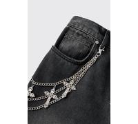 Mens Grey Multiple Cross Jean Chain, Grey ONE SIZE
