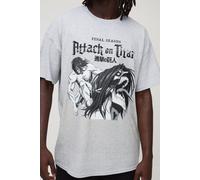 Mens Grey Oversized Attack On Titan Anime Washed License T-Shirt, Grey M