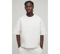 Mens Grey Oversized Boxy Half Sleeve Bonded Scuba T-shirt, Grey L