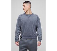 Mens Grey Oversized Boxy Seam Wash Sweatshirt, Grey S