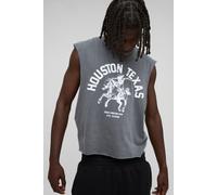 Mens Grey Oversized Boxy Western Washed Graphic vest, Grey S