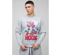 Mens Grey Oversized Captain Hook License Print Sweatshirt, Grey M
