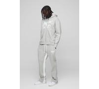 Mens Grey Oversized M Star Gusset Hooded Zip Tracksuit, Grey XL