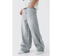 Mens Grey Parachute Baggy Washed Jeans, Grey 34R