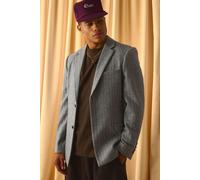 Mens Grey Pinstripe Slim Fit Blazer, Grey 40