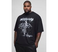 Mens Grey Plus Oversized Motley Crue License Print T-Shirt, Grey 2XL