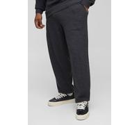 Mens Grey Plus Relaxed Fit Knitted Sweat Tracksuit, Grey XXL