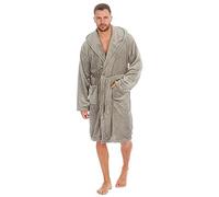 Mens Grey Plus Size Super Soft Luxury Shimmer Plush Fleece Hooded Dressing Gown Big & Tall Sizes 3XL