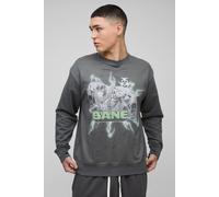 Mens Grey Regular Fit Bane License Print Sweatshirt, Grey XS