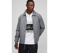 Mens Grey Regular Fit Collared Coach Jacket, Grey M