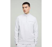 Mens Grey Regular Fit Edizione Heavyweight Zip Funnel Neck Sweatshirt, Grey L