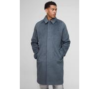 Mens Grey Regular Fit Raglan Single Breasted Brushed Car Coat, Grey L