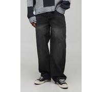 Mens Grey Relaxed Rigid Washed Jeans, Grey 34R
