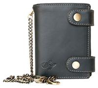 Men's Grey RFID Oily Buff Hunter Genuine Leather Wallet with Metal Chain with Scorpion