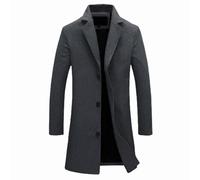 Men's Grey Single-Breasted Coat, Classic Slim Fit Overcoat for Business Wear, Stylish Formal Winter Jacket, Sophisticated Outerwear for Daily and Office Use, Essential Piece in Wool Blend Material