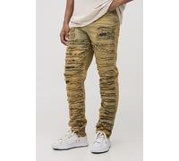 Mens Grey Slim Stacked Extreme Rip & Repair Washed Jeans, Grey 34R