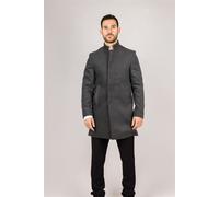 Men's Grey Stand Collar Wool Blend Overcoat Tailored FitSmart & Formal Wear