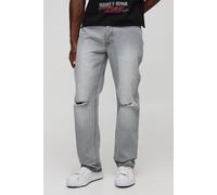 Mens Grey Straight Leg Ripped Knee With Let Down Hem, Grey 30R