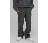 Mens Grey Straight Let Wool Look Half Fixed Waist Trouser, Grey S
