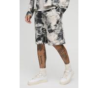 Mens Grey Tall Abstract Printed Twill Relaxed Fit Shorts, Grey M