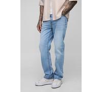 Mens Grey Tall Chunky Contrast Stitch Straight Leg Jeans, Grey 30