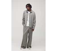 Mens Grey Tall Oversized Heritage Check Overshirt, Grey L