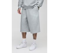Mens Grey Tall Regular Fit Lightweight Loopback Basic Jersey Longline Shorts, Grey S