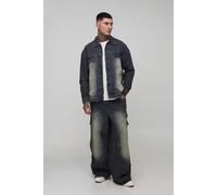 Mens Grey Tall Tinted Washed Boxy Oversized Denim Jacket, Grey S