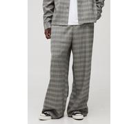 Mens Grey Tall Wide Leg Heritage Check Trouser, Grey 32