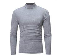 Mens Grey White Turtleneck Jumper Long Sleeve Shirt Roll Neck Tops Cotton Basic High Neck T Shirts UK Sports Lightweight Slim Fit Elegant Beige Turtle Neck Sweater Oversized Pullover XXL,3XL,XL,4XL,M