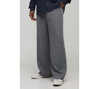 Mens Grey Wide Fit Half & Half Waistband Tweed Trouser, Grey XS