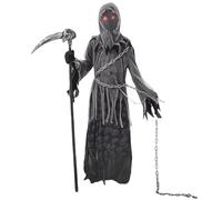 Men's Grim Reaper Costume for Boys Robe Set with Grim Reaper Cape Gloves Scythe Hood Scream Ghost Costume for Halloween Carnival Decoration Cosplay