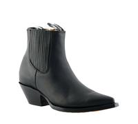 Mens Grinders Black Mustang Leather Boots Slip On Cowboy Western Chelsea Ankle